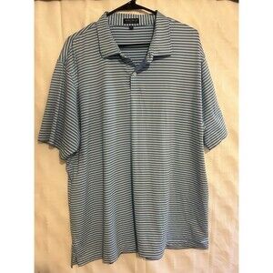 Peter Millar Mens Polo Shirt Crown Crafted Golf XXL Blue White Striped Stretch